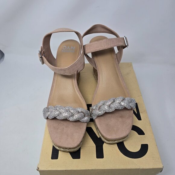 Madden NYC Womens Size 11 Braided Rhinestone Wedge Heel Strappy Sandals - Picture 4 of 16